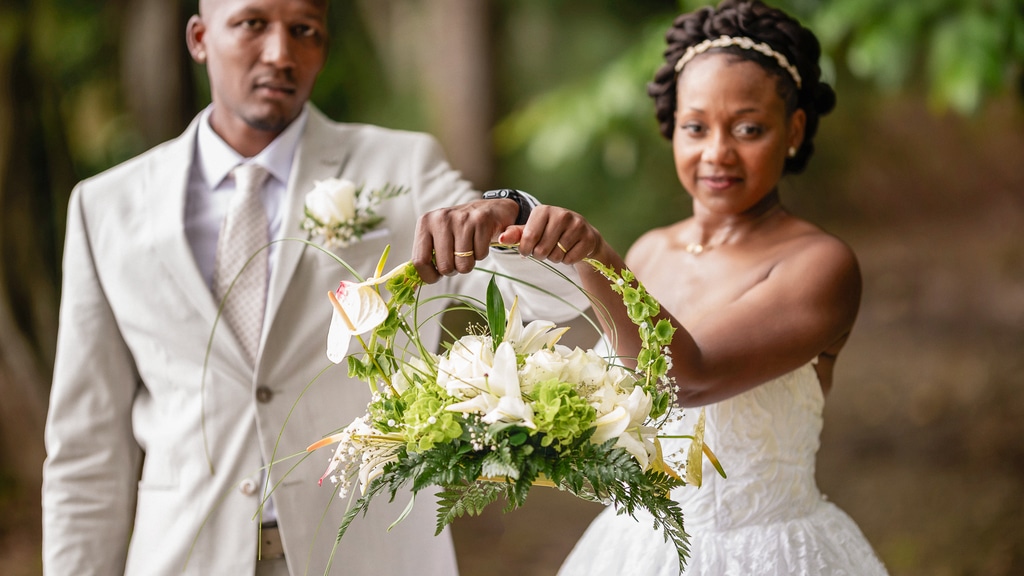 Photo corbeille fleur mariage en Guadeloupe